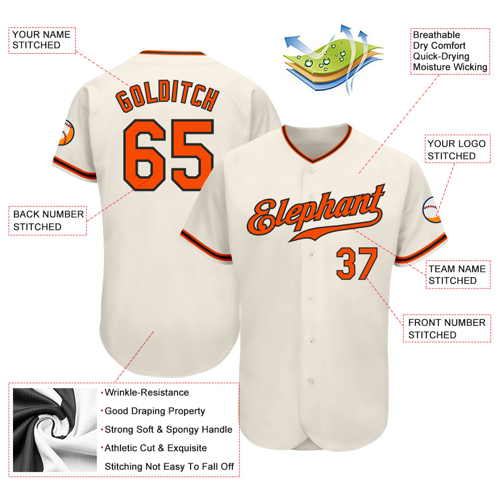 Custom Cream Orange-Black Authentic Baseball Jersey
