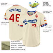 Custom Cream Red Royal-White Authentic Throwback Baseball Jersey