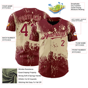 Custom Crimson City Cream 3D Pattern Design Abstract Splatter Grunge Art Authentic Baseball Jersey