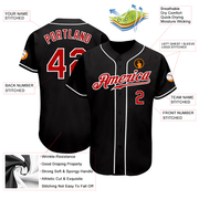 Custom Black Red-White Authentic Baseball Jersey