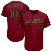 Custom Crimson Black-Old Gold Authentic Baseball Jersey