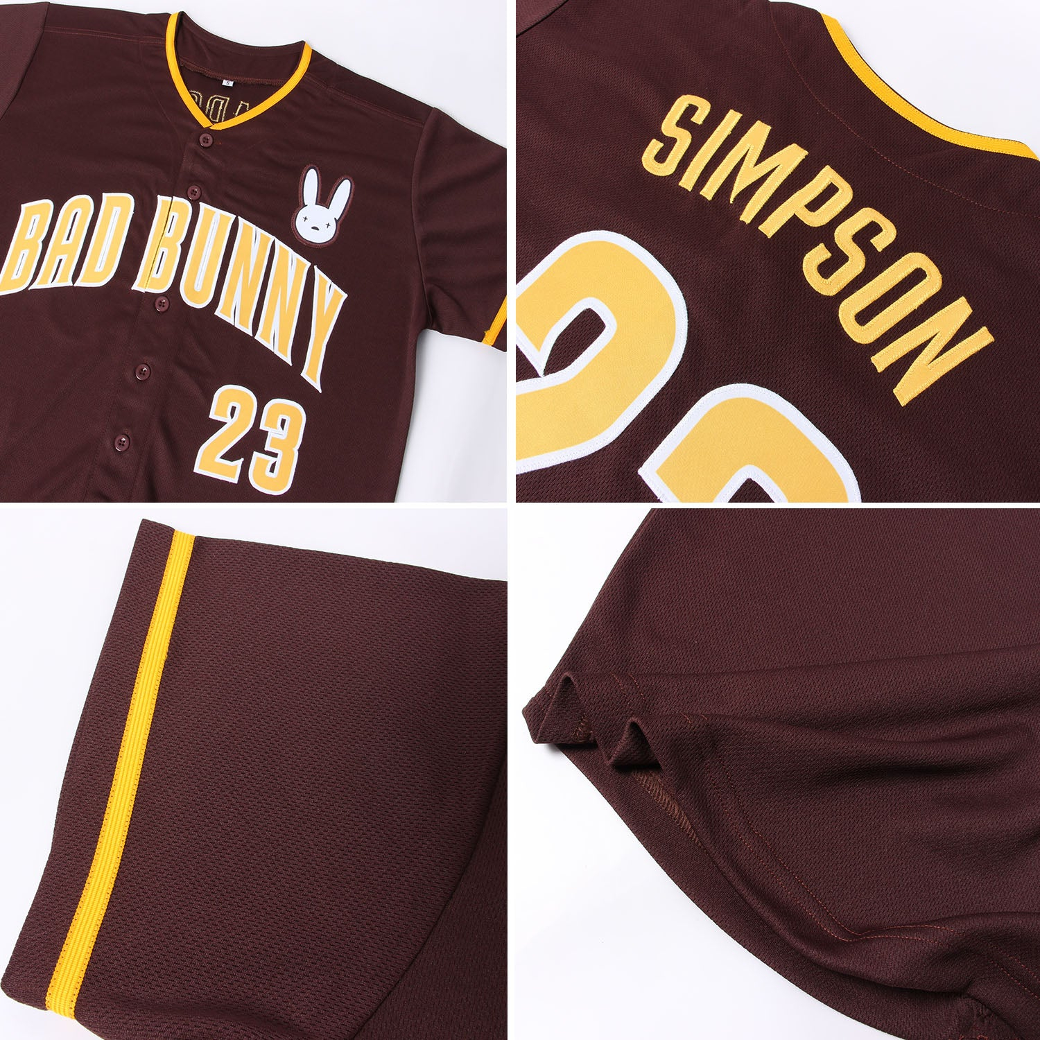 Custom Brown Gold-White Authentic Baseball Jersey