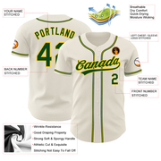 Custom Cream Green-Gold Authentic Baseball Jersey