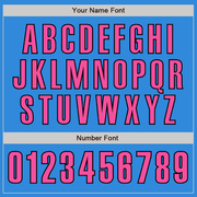 Custom Electric Blue Pink-Black Authentic Baseball Jersey