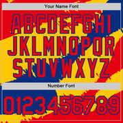 Custom Fire Red Royal-Yellow 3D Colombia Colombian Flag Authentic Baseball Jersey