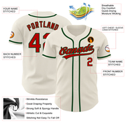 Custom Cream Red-Green Authentic Baseball Jersey