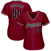 Custom Crimson Black-White Authentic Baseball Jersey