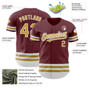 Custom Burgundy Old Gold-White Line Authentic Baseball Jersey
