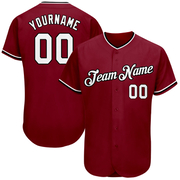 Custom Crimson White-Black Authentic Baseball Jersey