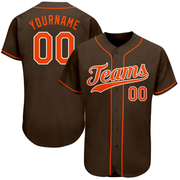 Custom Brown Orange-White Authentic Baseball Jersey