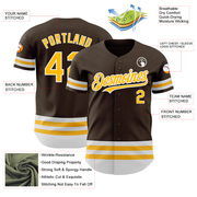 Custom Brown Gold-White Line Authentic Baseball Jersey