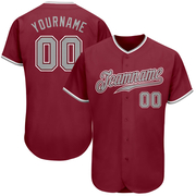 Custom Crimson Gray-White Authentic Baseball Jersey
