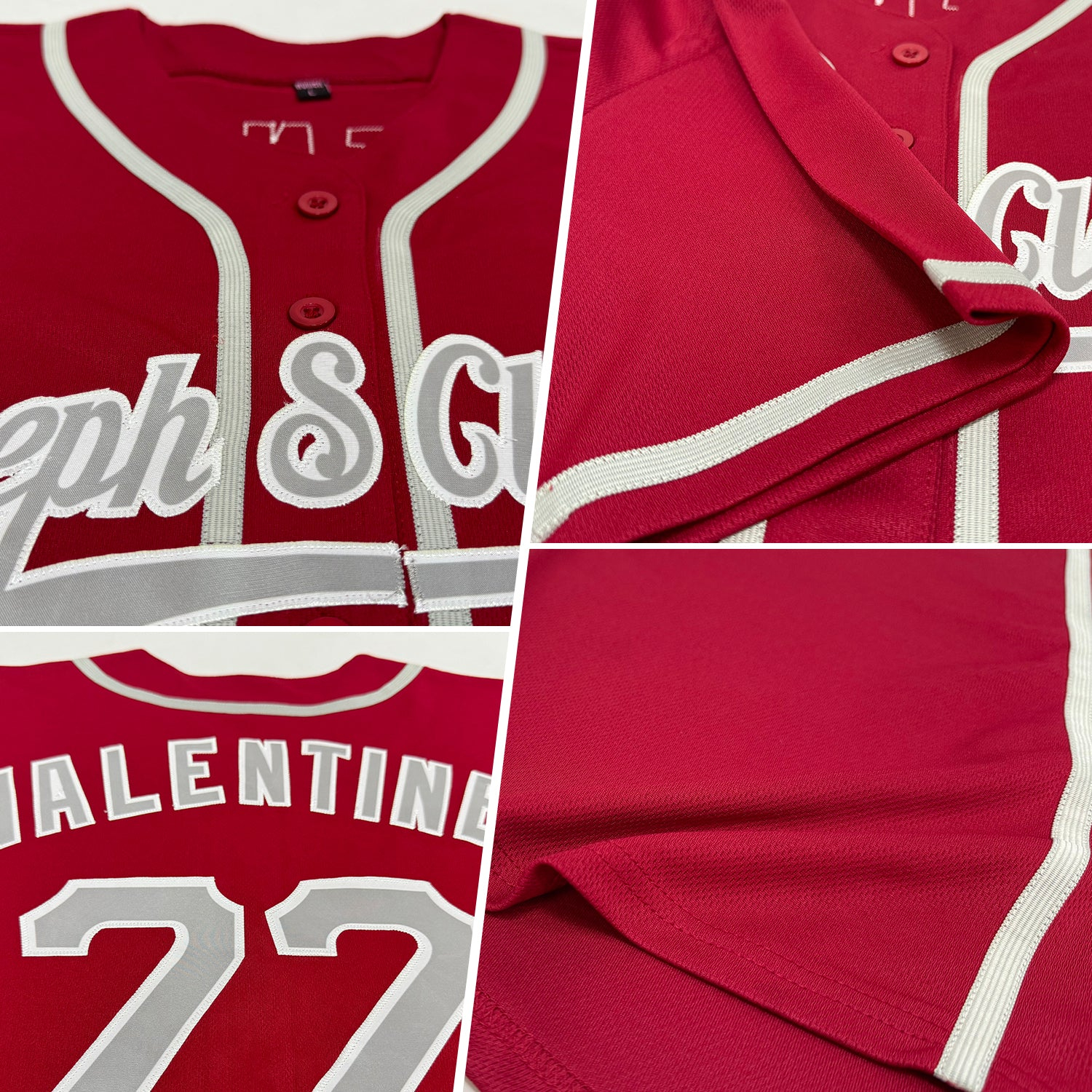 Custom Crimson Gray-White Authentic Baseball Jersey