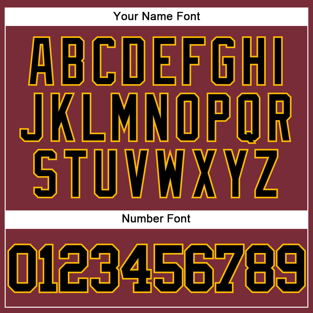 Custom Burgundy Black-Gold Authentic Baseball Jersey