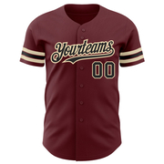 Custom Burgundy Black-City Cream Authentic Baseball Jersey