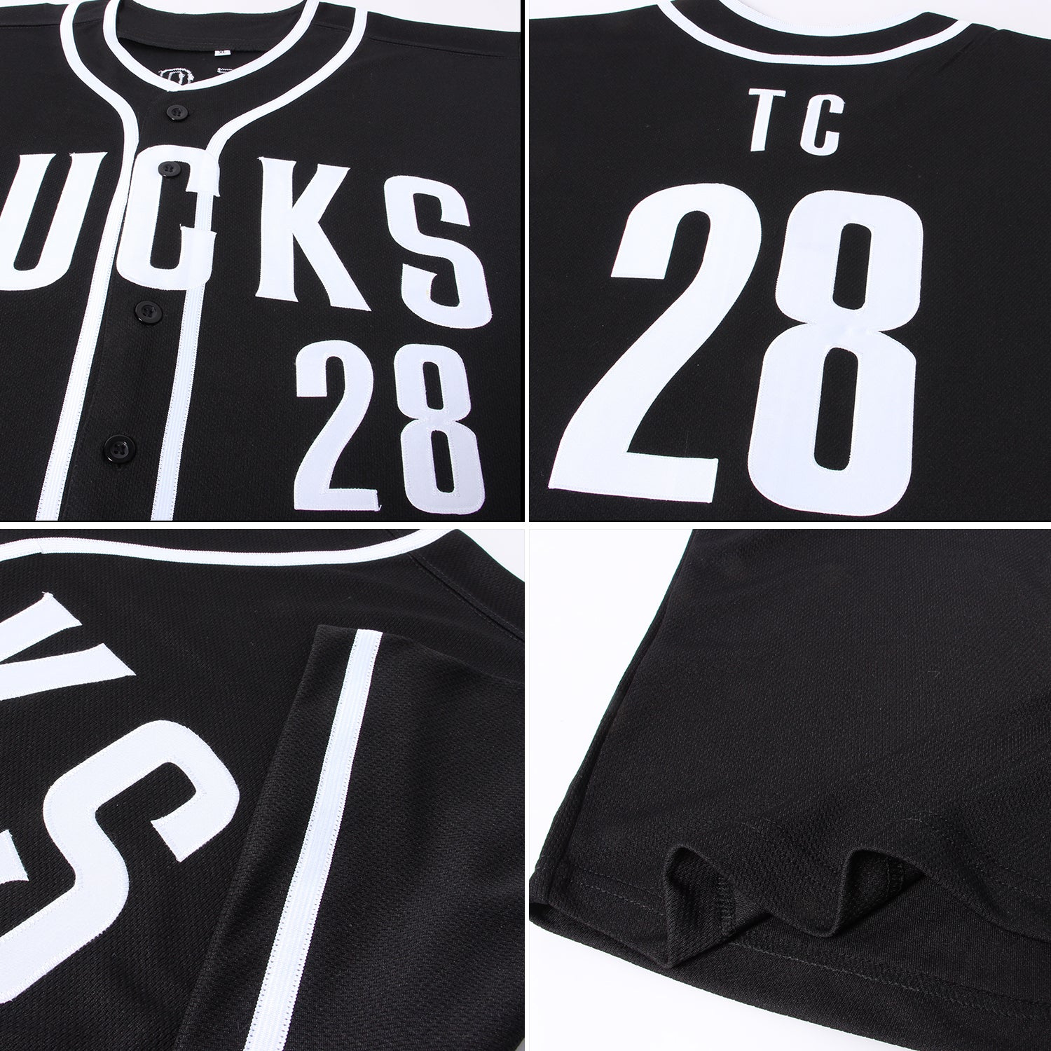 Custom Black White Authentic Baseball Jersey