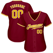 Custom Crimson Gold-White Authentic Baseball Jersey