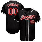 Custom Black Red-White Authentic Baseball Jersey
