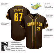 Custom Brown Gold Authentic Baseball Jersey