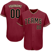 Custom Crimson Black-City Cream Authentic Baseball Jersey