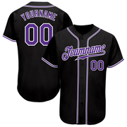 Custom Black Purple-White Authentic Baseball Jersey