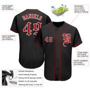 Custom Black Red-White Authentic Baseball Jersey