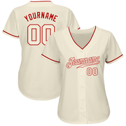 Custom Cream Cream-Red Authentic Baseball Jersey