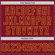 Custom Crimson Gold 3D Pattern Design Abstract Splatter Grunge Art Authentic Baseball Jersey