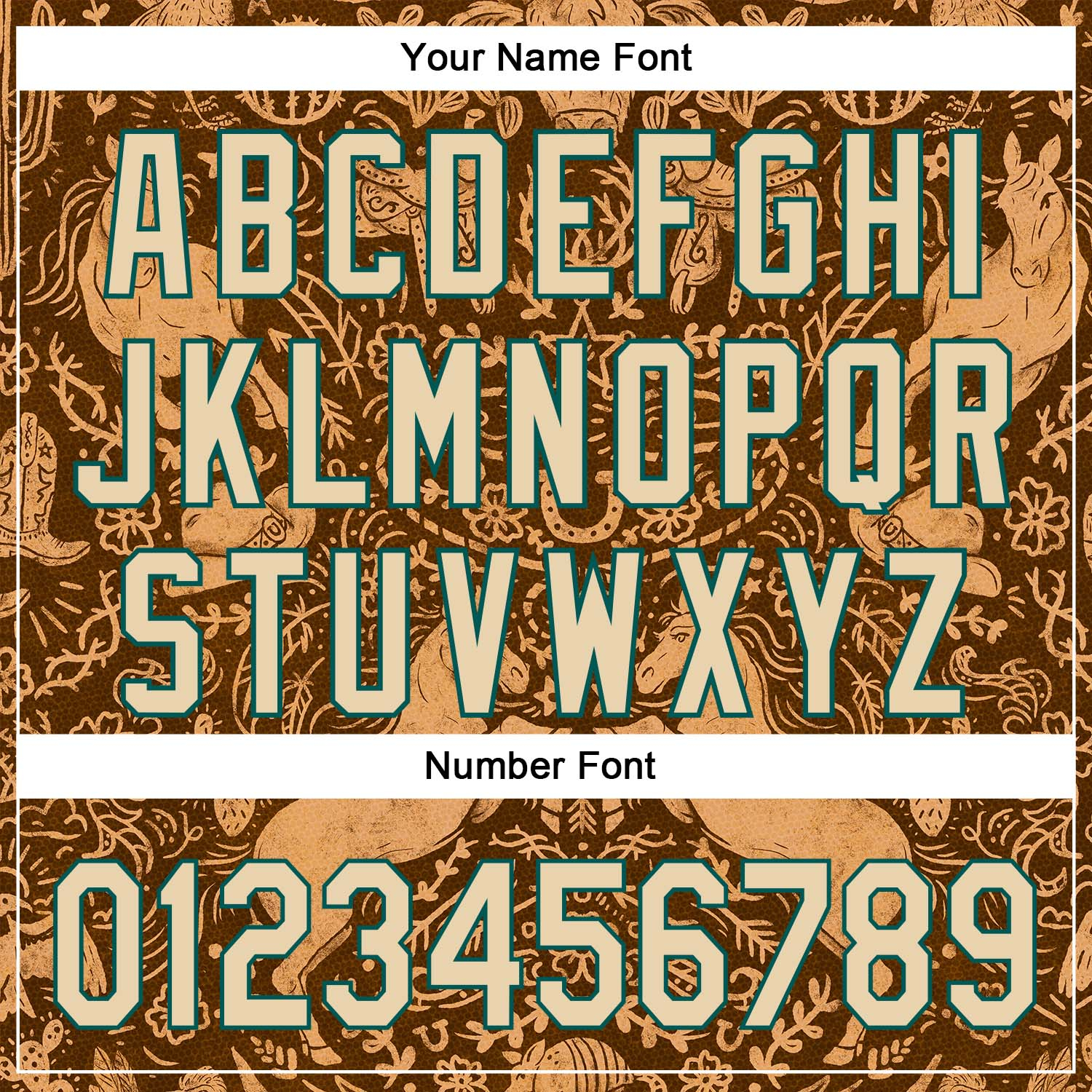 Custom Brown City Cream-Midnight Green 3D Emi Bee Cowpoke Damask Authentic Baseball Jersey