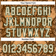 Custom Brown City Cream-Midnight Green 3D Emi Bee Cowpoke Damask Authentic Baseball Jersey