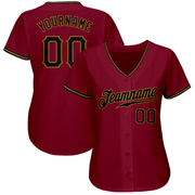 Custom Crimson Black-Old Gold Authentic Baseball Jersey