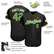Custom Black Neon Green-White Authentic Baseball Jersey