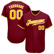 Custom Crimson Gold-White Authentic Baseball Jersey