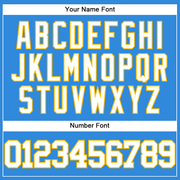 Custom Electric Blue White-Gold Authentic Baseball Jersey