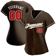 Custom Brown Red-White Authentic Baseball Jersey