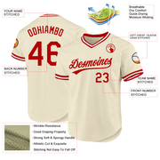 Custom Cream Red-White Authentic Throwback Baseball Jersey