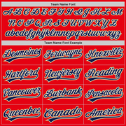 Custom Fire Red Navy-Old Gold Authentic Baseball Jersey