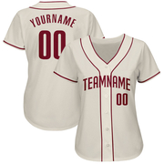 Custom Cream Crimson Authentic Baseball Jersey