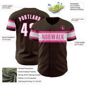 Custom Brown White-Pink Authentic Baseball Jersey
