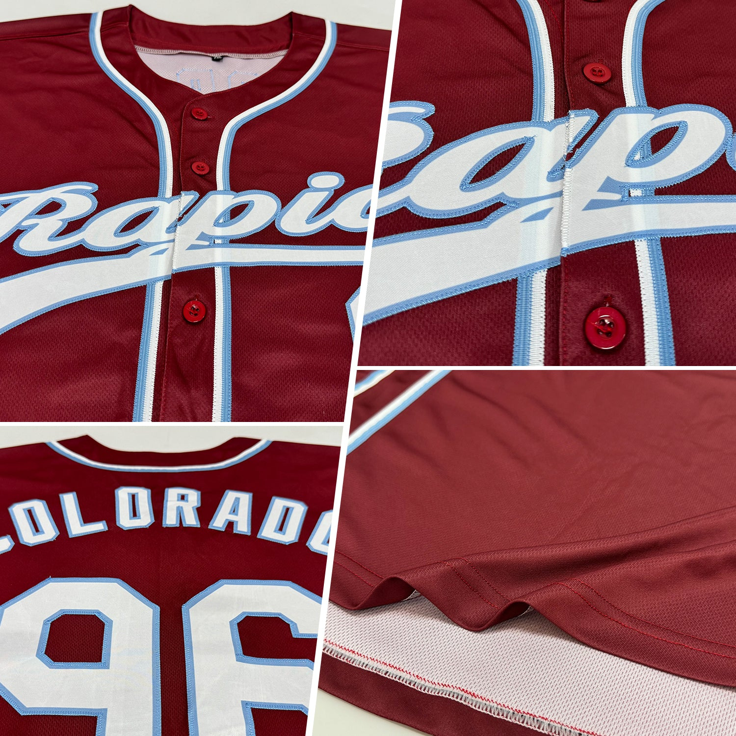 Custom Burgundy White-Light Blue Authentic Baseball Jersey
