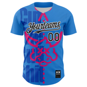 Custom Electric Blue Black-White 3D Revzzz Cut The Bullshit Authentic Baseball Jersey