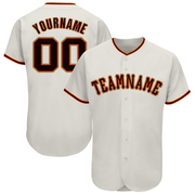 Custom Cream Black-Orange Baseball Jersey