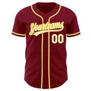 Custom Crimson White-Gold Authentic Baseball Jersey