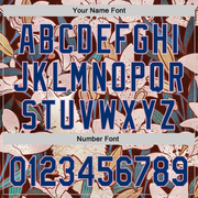 Custom Brown US Navy Blue-Light Pink 3D Syntetyc Cat And Lilies Authentic Baseball Jersey