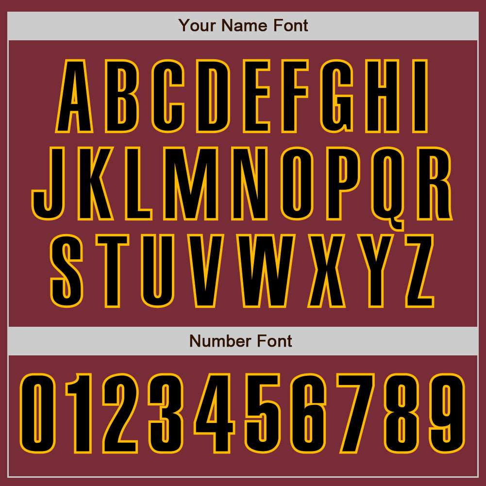 Custom Burgundy Black-Gold Authentic Baseball Jersey