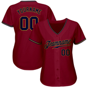Custom Crimson Navy-Old Gold Authentic Baseball Jersey