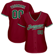 Custom Crimson Kelly Green-White Authentic Baseball Jersey
