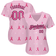 Custom Pink Black 3D Pink Ribbon Breast Cancer Awareness Month Women Health Care Support Authentic Baseball Jersey
