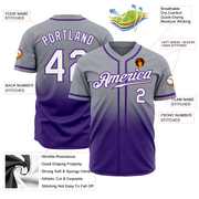 Custom Gray White-Purple Authentic Fade Fashion Baseball Jersey