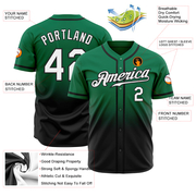 Custom Kelly Green White-Black Authentic Fade Fashion Baseball Jersey